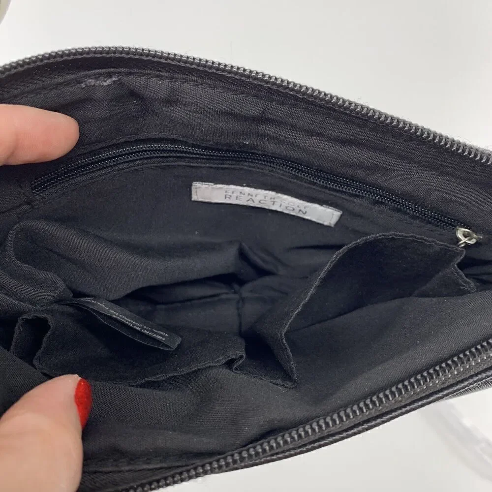 Kenneth Cole Reaction Black Small Crossbody Handbag Purse Vegan Leather Bag